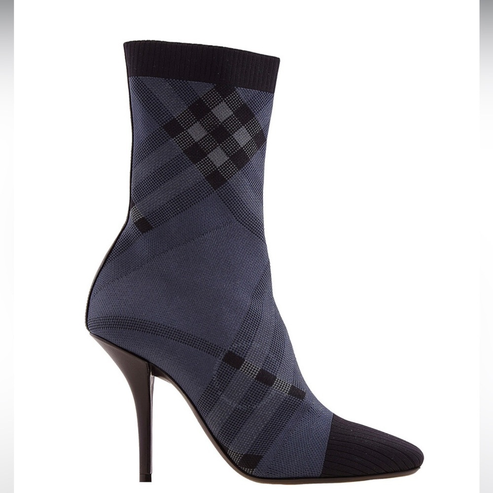 BURBERRY Dolman Check-Pattern Sock Ankle Boots, Brand Size 8.5 US, NWT - Picture 2 of 10